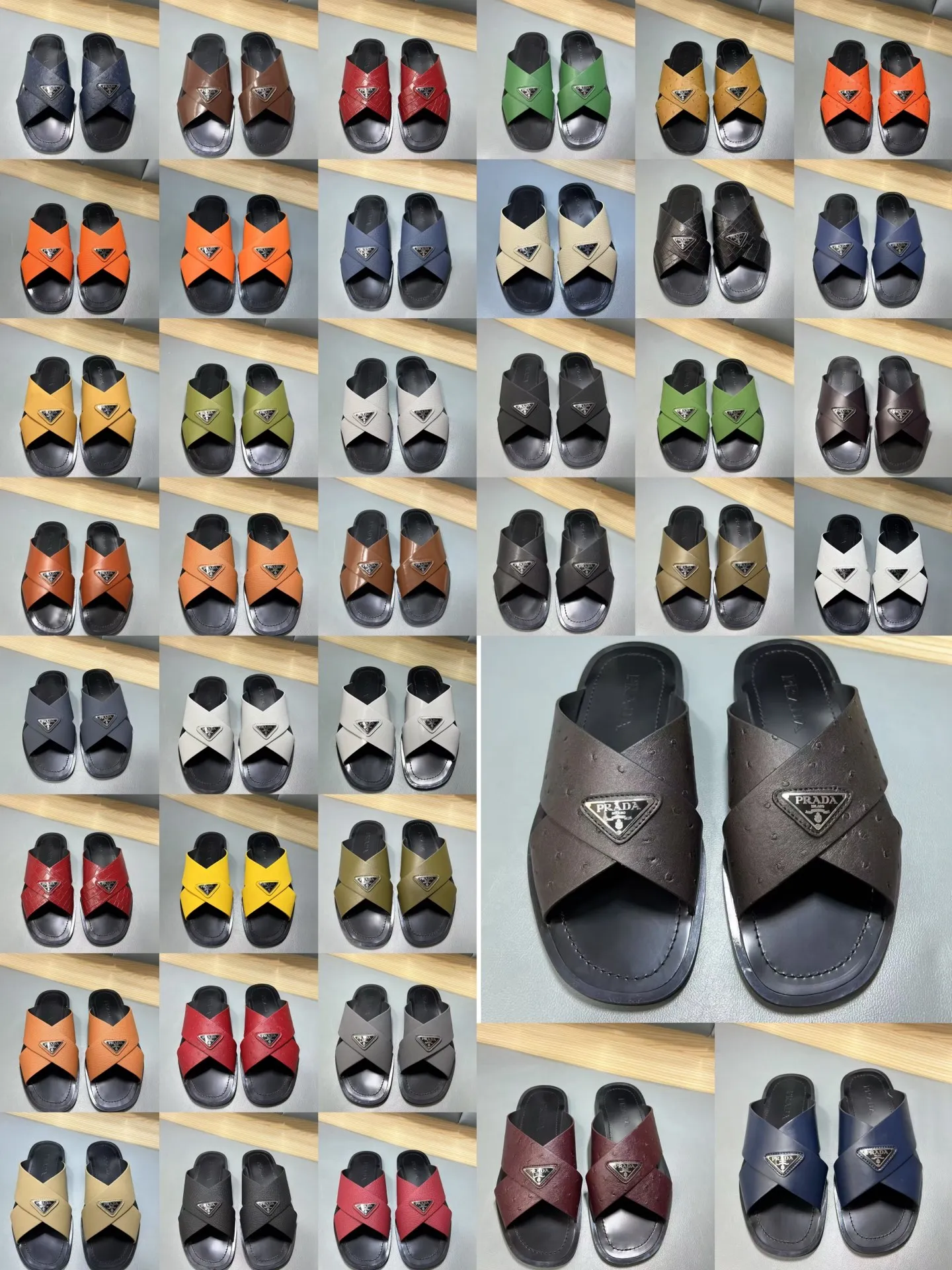 340💰PRADA Prada’s latest slippers are synchronized with the official website. This slipper is made of the brand’s unique and iconic Saffiano leather. The brand logo jumps out from the double straps, and the brand style is clearly visible. Cowhide gives men elegant charm and functional design, making it an ideal choice for vacation and leisure. Size:38-45